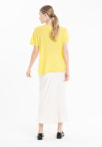 T-shirt col rond cachemire jaune fluo brodé femme - KELLY 15