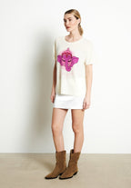RIA 9 T-shirt col rond SWEET GANESH en cachemire blanc écru