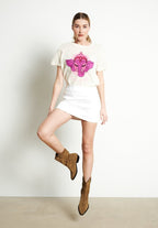 RIA 9 T-shirt col rond SWEET GANESH en cachemire blanc écru
