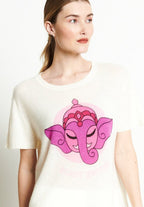 RIA 9 T-shirt col rond SWEET GANESH en cachemire blanc écru