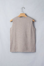 Taupe Metallic Star Detail V-Neck Sweater Knit Tank Top