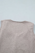 Taupe Metallic Star Detail V-Neck Sweater Knit Tank Top
