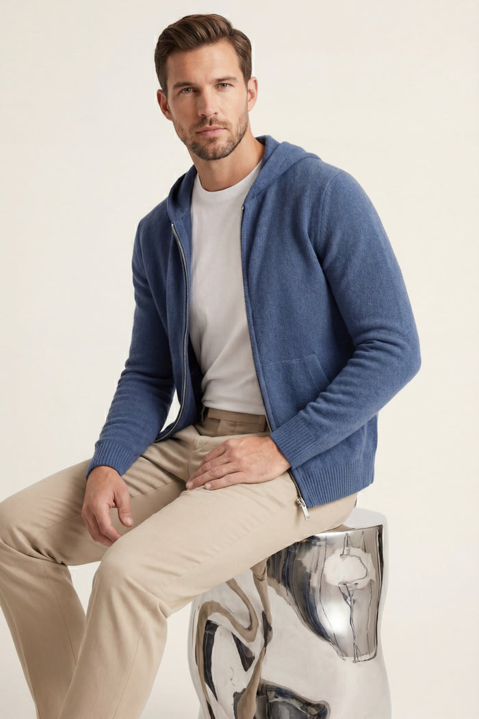 Tavole Hooded Zip Blue