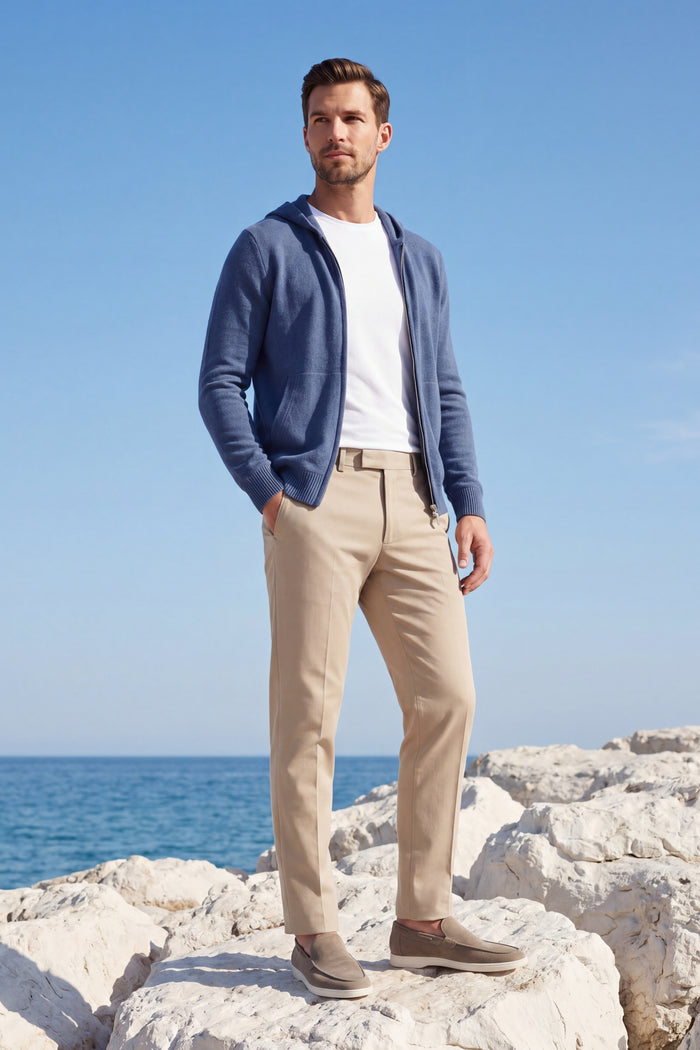 Tavole Hooded Zip Blue