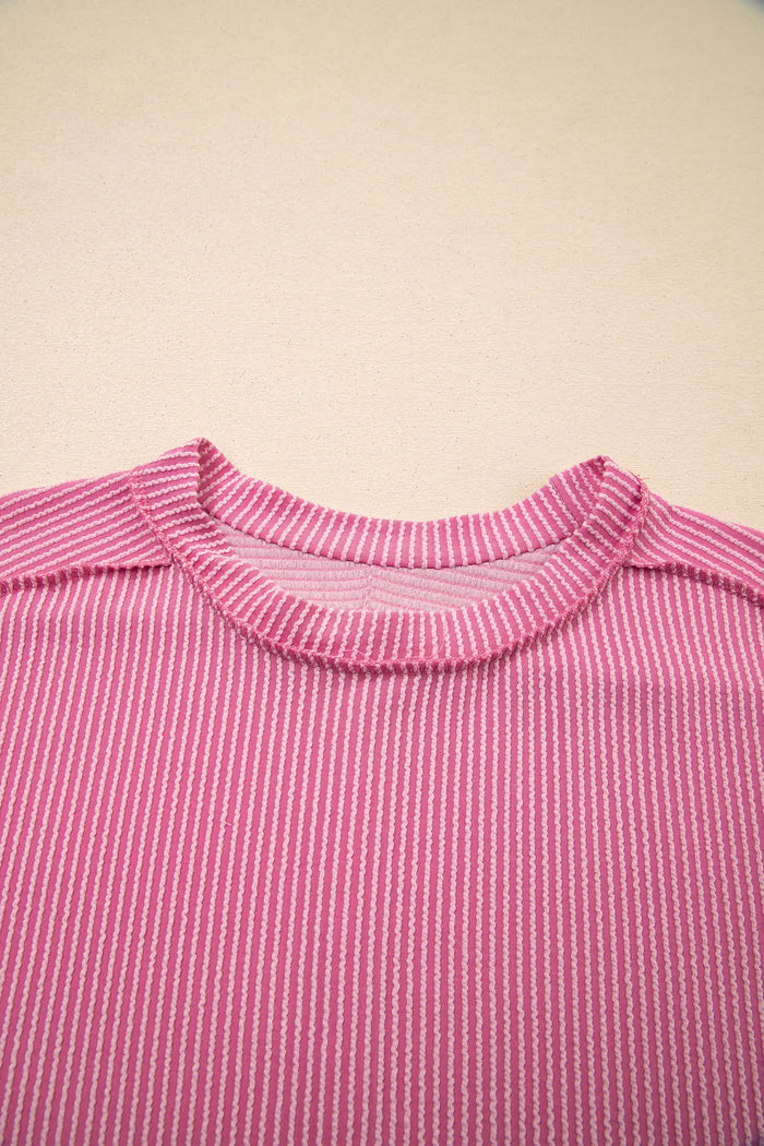 Textured Knit Exposed Stitching T-shirt – Bonbon