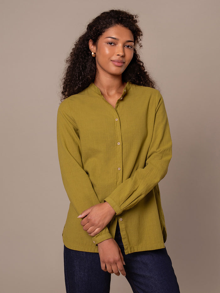 Textured Pleat Back Shirt