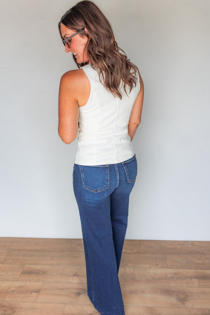 The Aria Denim Vest - One Eleven Olive Boutique