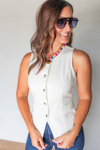 The Aria Denim Vest - One Eleven Olive Boutique