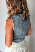 The Ella Denim Tie Vest - One Eleven Olive Boutique