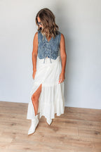 The Ella Denim Tie Vest - One Eleven Olive Boutique