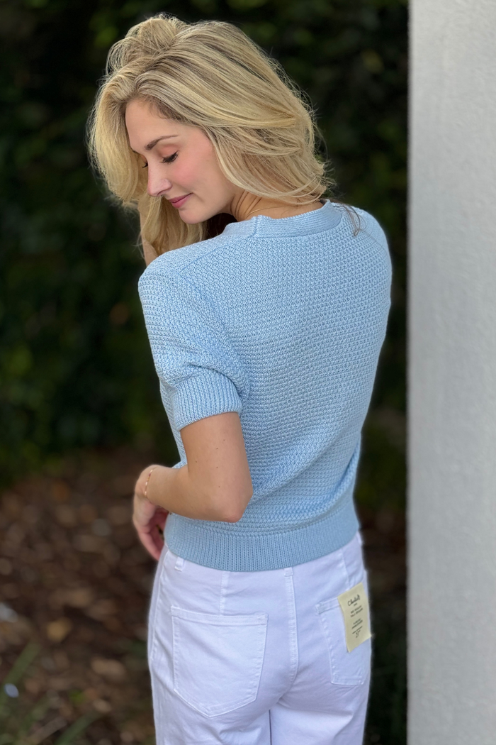 Gold seashell button cardigan front detail