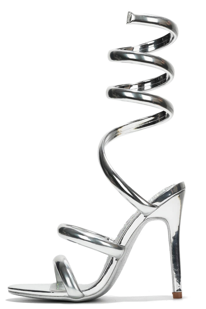 The “Wrap Me Up” Spiral Heel - Silver