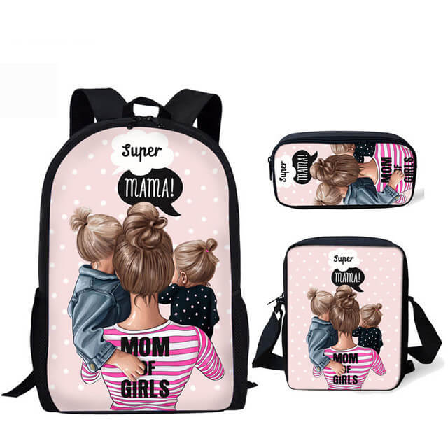 Three-Piece Printed Student Backpack Set | School Backpack Set