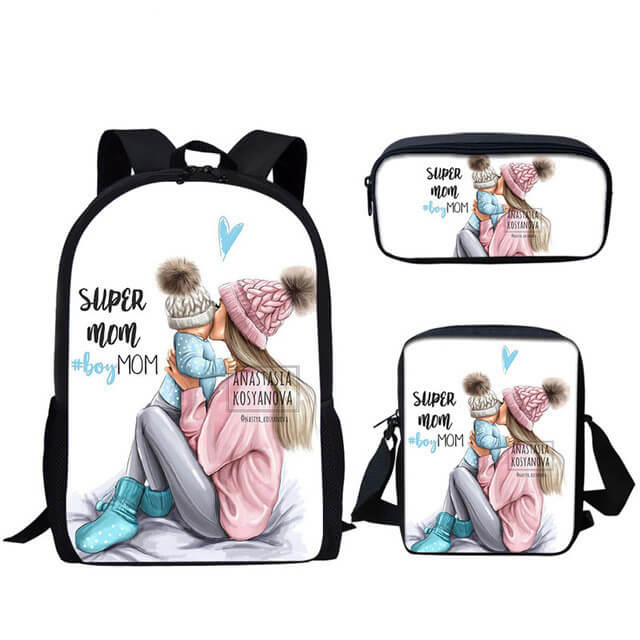 Three-Piece Printed Student Backpack Set | School Backpack Set