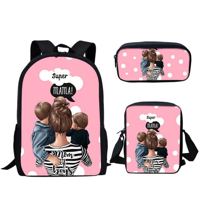 Three-Piece Printed Student Backpack Set | School Backpack Set