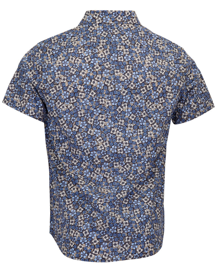 TIM FLORAL FIELD BLACK MENS PRINTED SHIRT