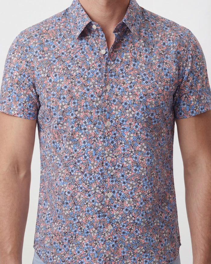 TIM FLORAL FIELD CORAL MENS PRINTED SHIRT