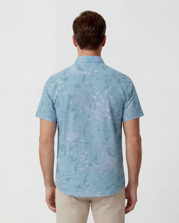 TODD PAISLEY EXPLOSION TEAL MENS KNIT SHIRT