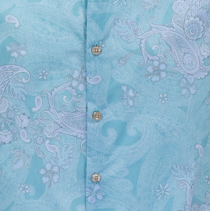 TODD PAISLEY EXPLOSION TEAL MENS KNIT SHIRT