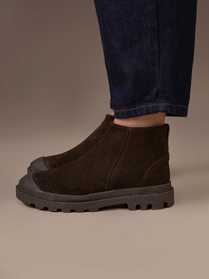 Toe Cap Suede Ankle Boots