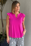 TPN paradise pink flutter sleeve knit top front view
