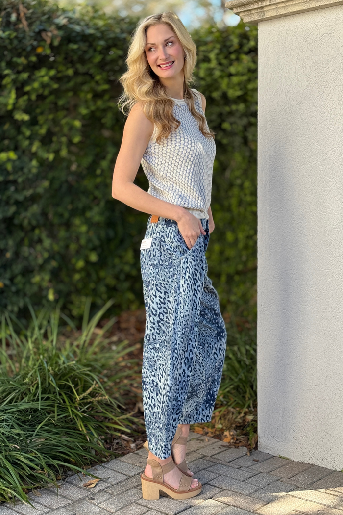 Tribal Audrey girlfriend leopard denim styled with sweater tank