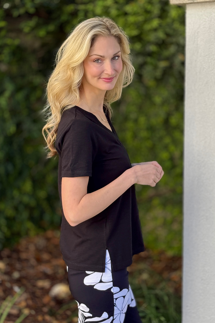 Black boutique v neck basic layering shirt