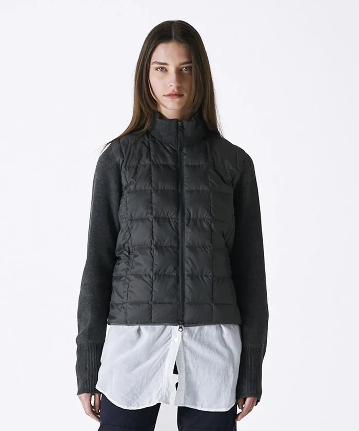 Unisex Basic Hi Neck Down Jacket + Knit Sleeves