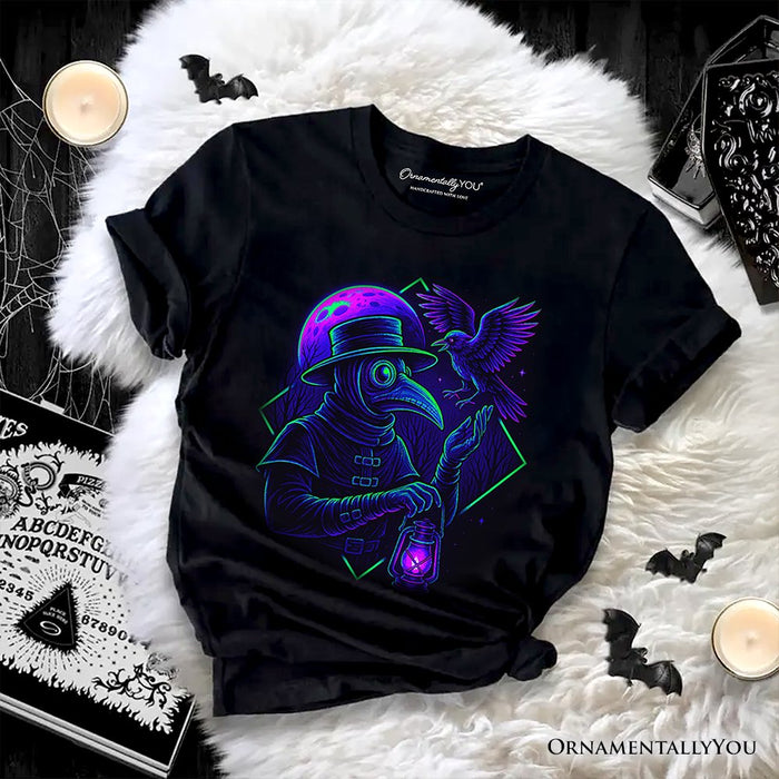 Vaporwave Plague Doctor T-Shirt, Retro Neon Horror Vibes Halloween Tee T-Shirts OrnamentallyYou Black XS