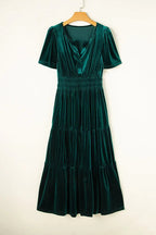 Shop Velvet Short Sleeve Shirred Waist Tiered Maxi Dress at eAura