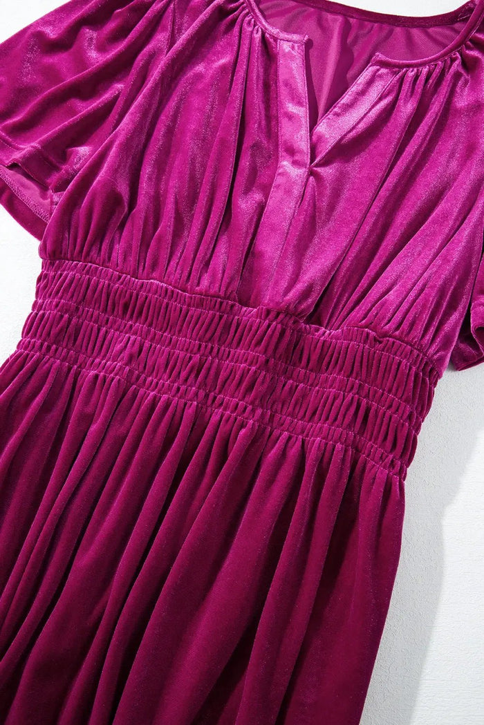 Shop Velvet Short Sleeve Shirred Waist Tiered Maxi Dress at eAura