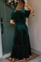 Shop Velvet Short Sleeve Shirred Waist Tiered Maxi Dress at eAura