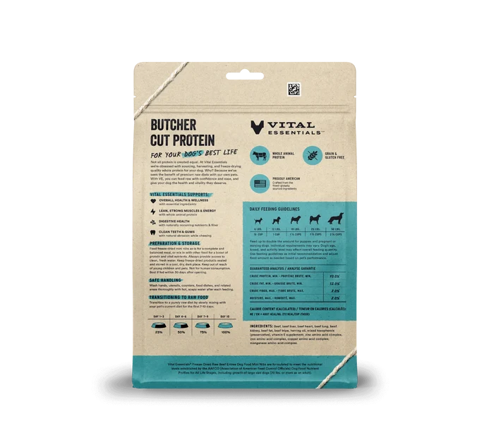 Vital Essentials Freeze-Dried Mini Nibs Beef 14 oz. for Dogs