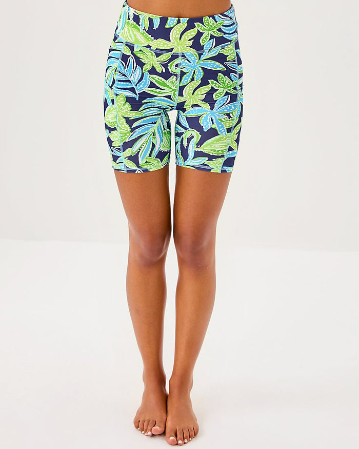 Weekender High Rise Bike Short Upf 50 Plus - Sapphire Pool Tropical Tango