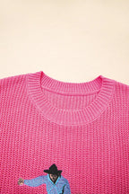 Western Cowboy Embroidery Round Neck Sleeveless Sweater - Sweaters & Cardigans/Sweater Vests