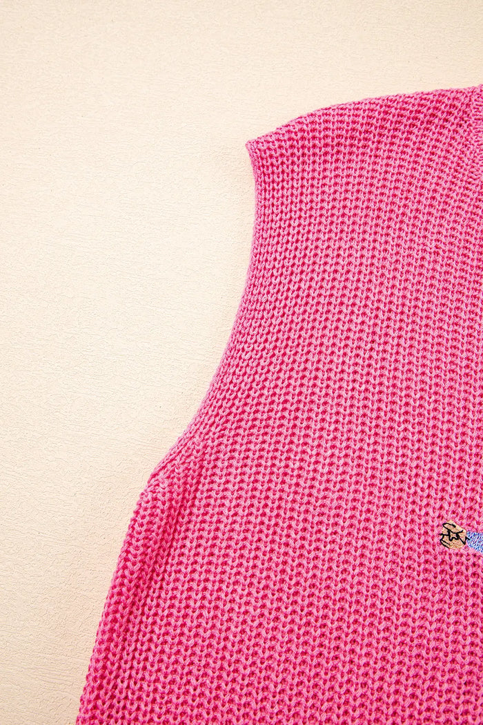 Western Cowboy Embroidery Round Neck Sleeveless Sweater - Sweaters & Cardigans/Sweater Vests