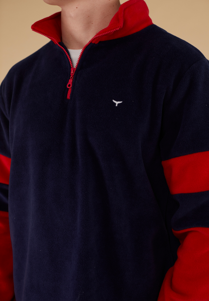 Weybourne Men's Fleece Quarter Zip - Navy - Whale Of A Time Clothing