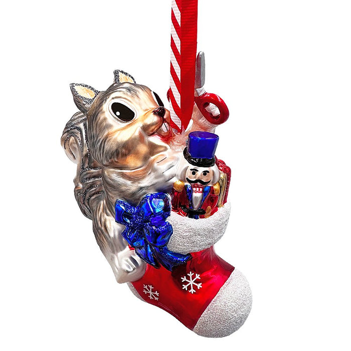 Whimsical Cute Squirrel Glass Ornament, Funny Adorable Animal Gift for Kids Glass Ornament OrnamentallyYou