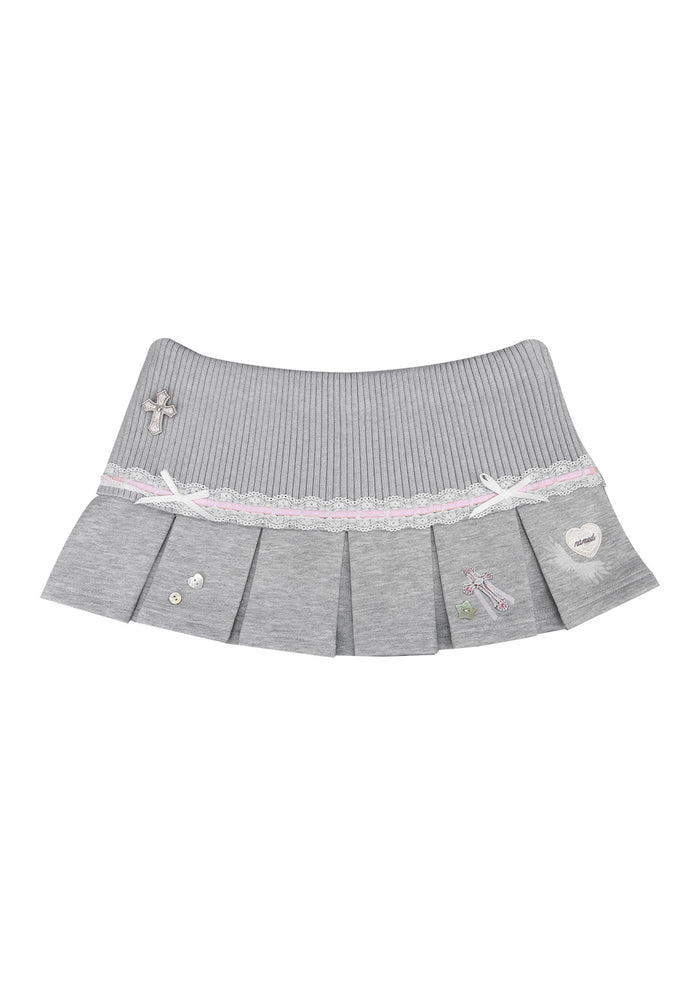 WHISPER PLEATED MINI SKIRT GREY MARL