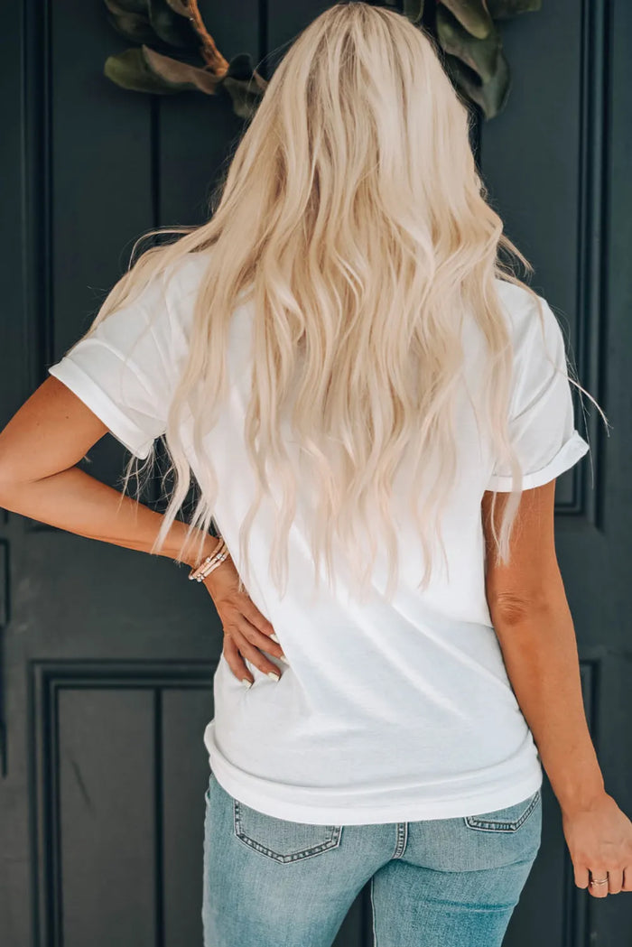White Sequin Crawfish Potato Lemon Corn Graphic Crewneck T Shirt - Graphic/Graphic Tees
