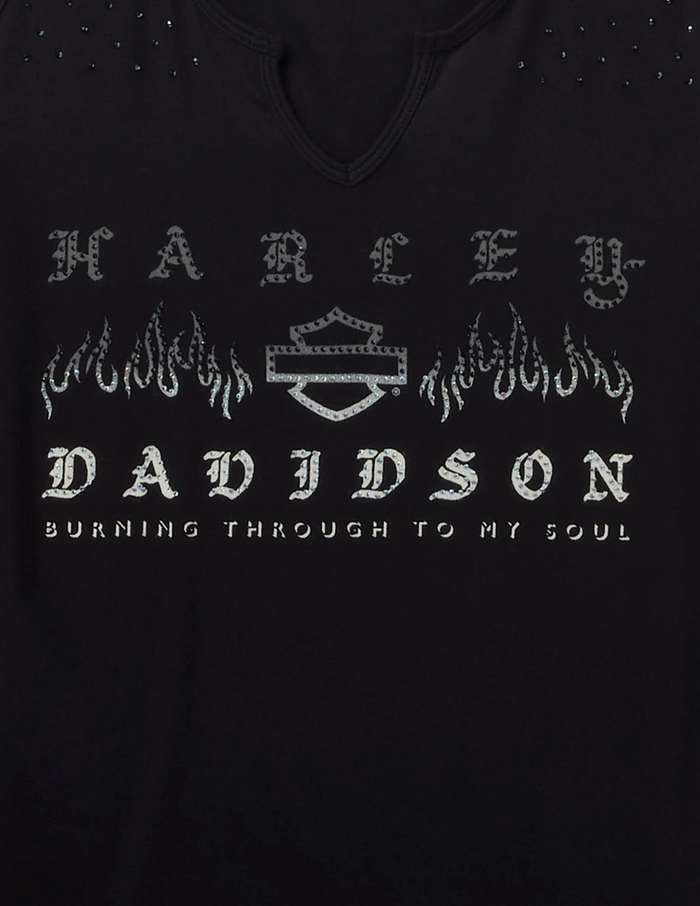 Women's Bling H-D® Slow Burn Notch Neck Tank - Harley Black