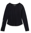 Women's Essential Bling Keyhole Henley - Harley Black