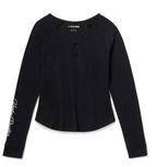Women's Essential Bling Keyhole Henley - Harley Black