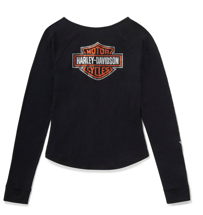Women's Essential Bling Keyhole Henley - Harley Black