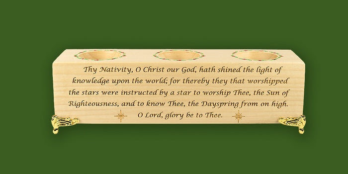Wooden Laser Engraved Triple Tealight Holder - Nativity
