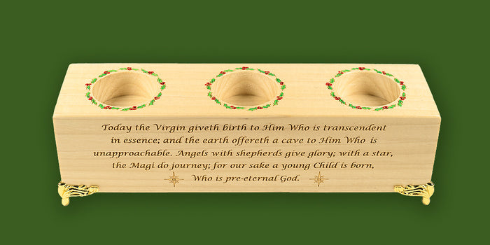Wooden Laser Engraved Triple Tealight Holder - Nativity