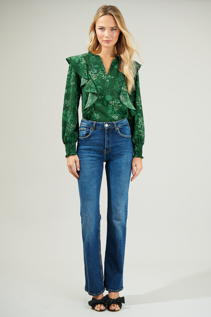 Woodland Floral Ruffle Blouse