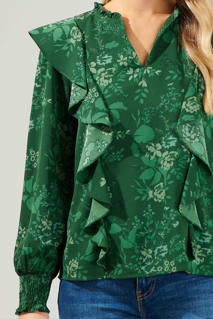 Woodland Floral Ruffle Blouse