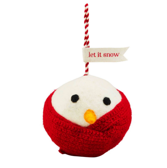 Wool Snowmen Ornaments - Pine & Moss