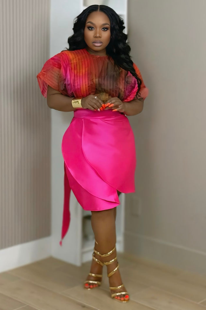 Zara Draped Satin Skirt - Pink